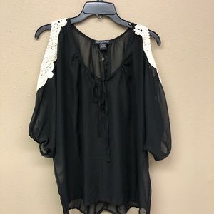 American dream sheer black with lace shoulders M